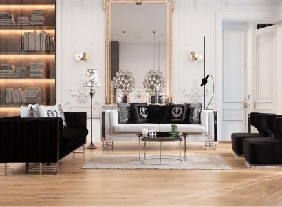 Black & White Sofas Luxury Living room Suite Three Seater Armchair 4pcs Set